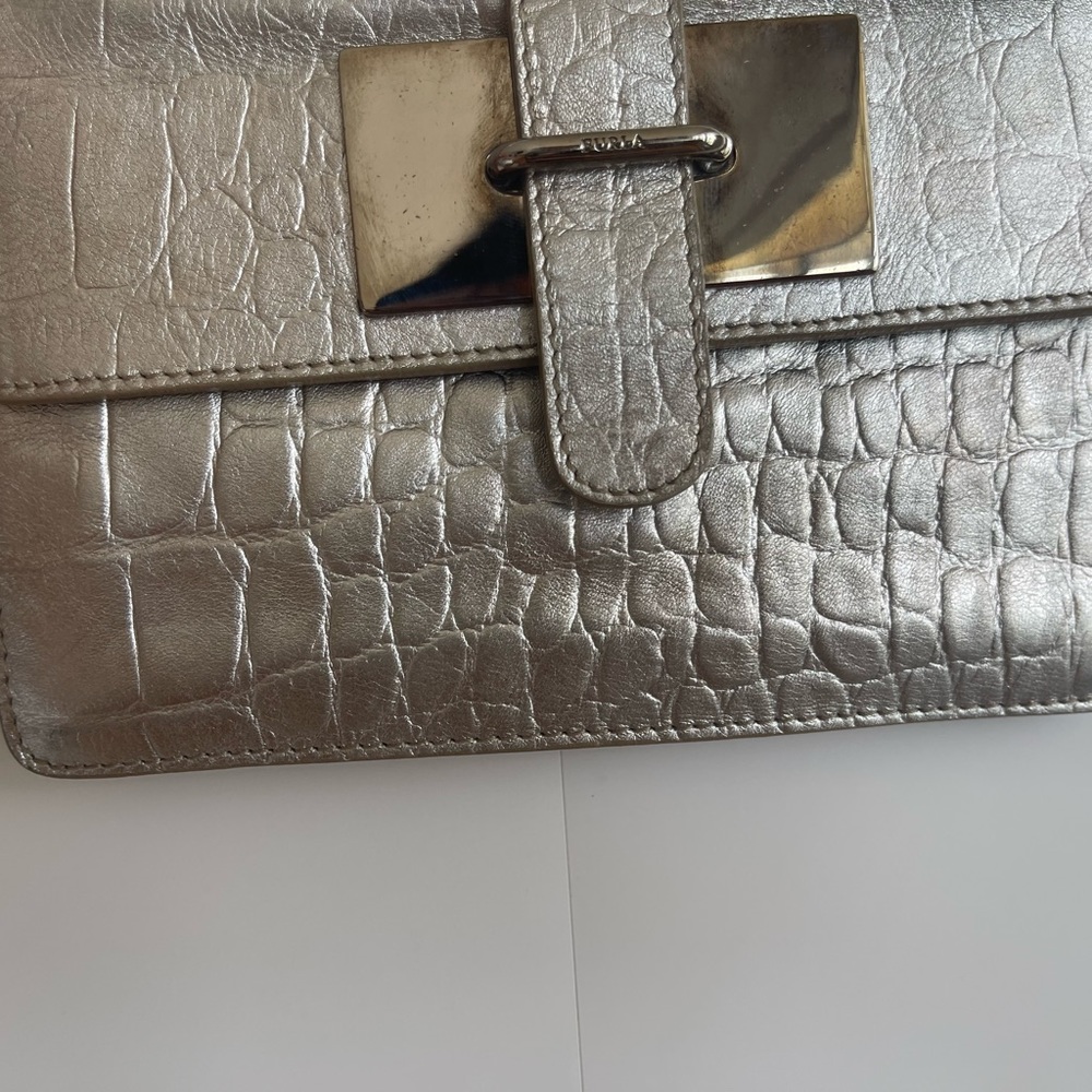 FURLA mini bag Authentic leather / shoulder bag gold Crocodile Pattern I… - Picture 14 of 16